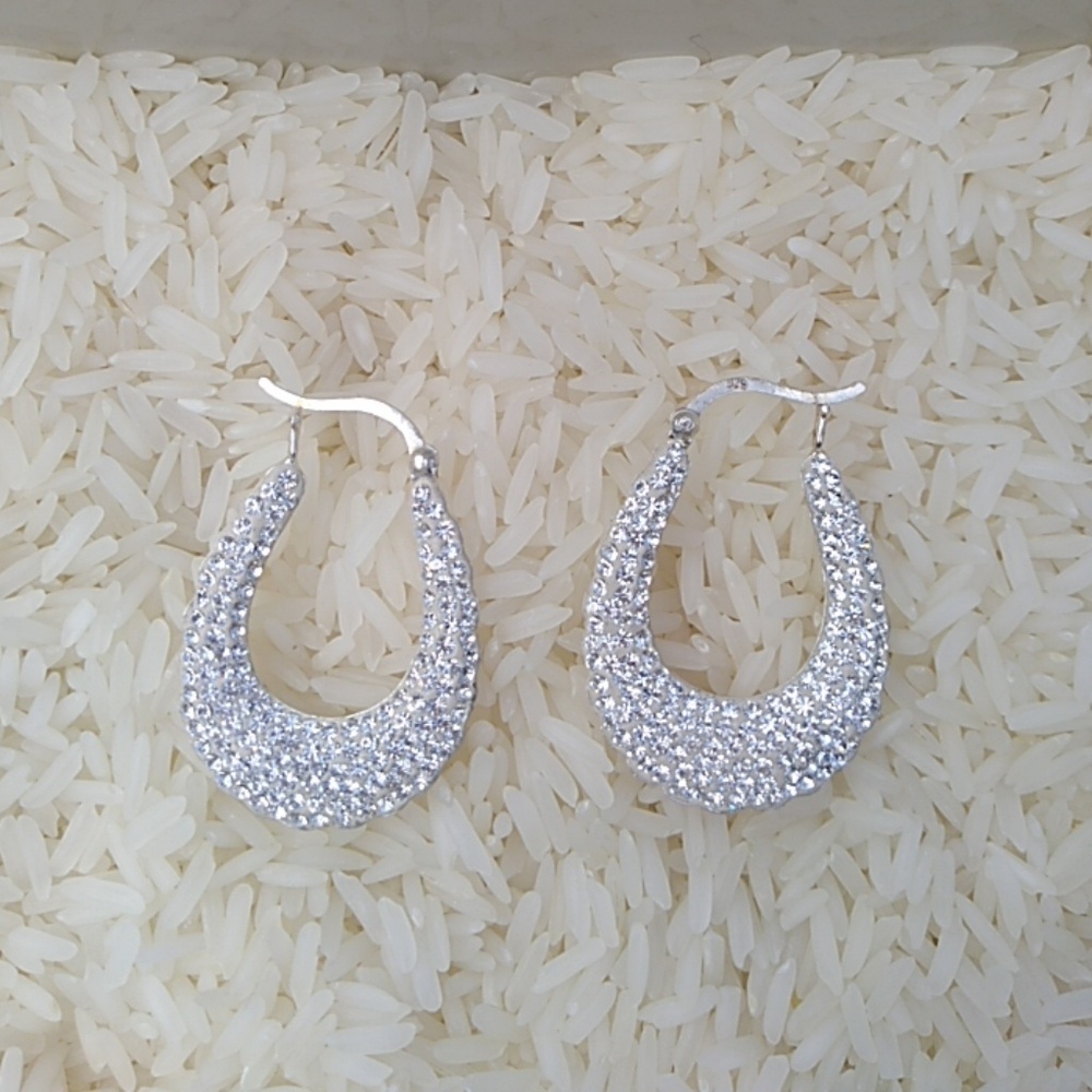 Stunning double sided hoops sterling silver cz